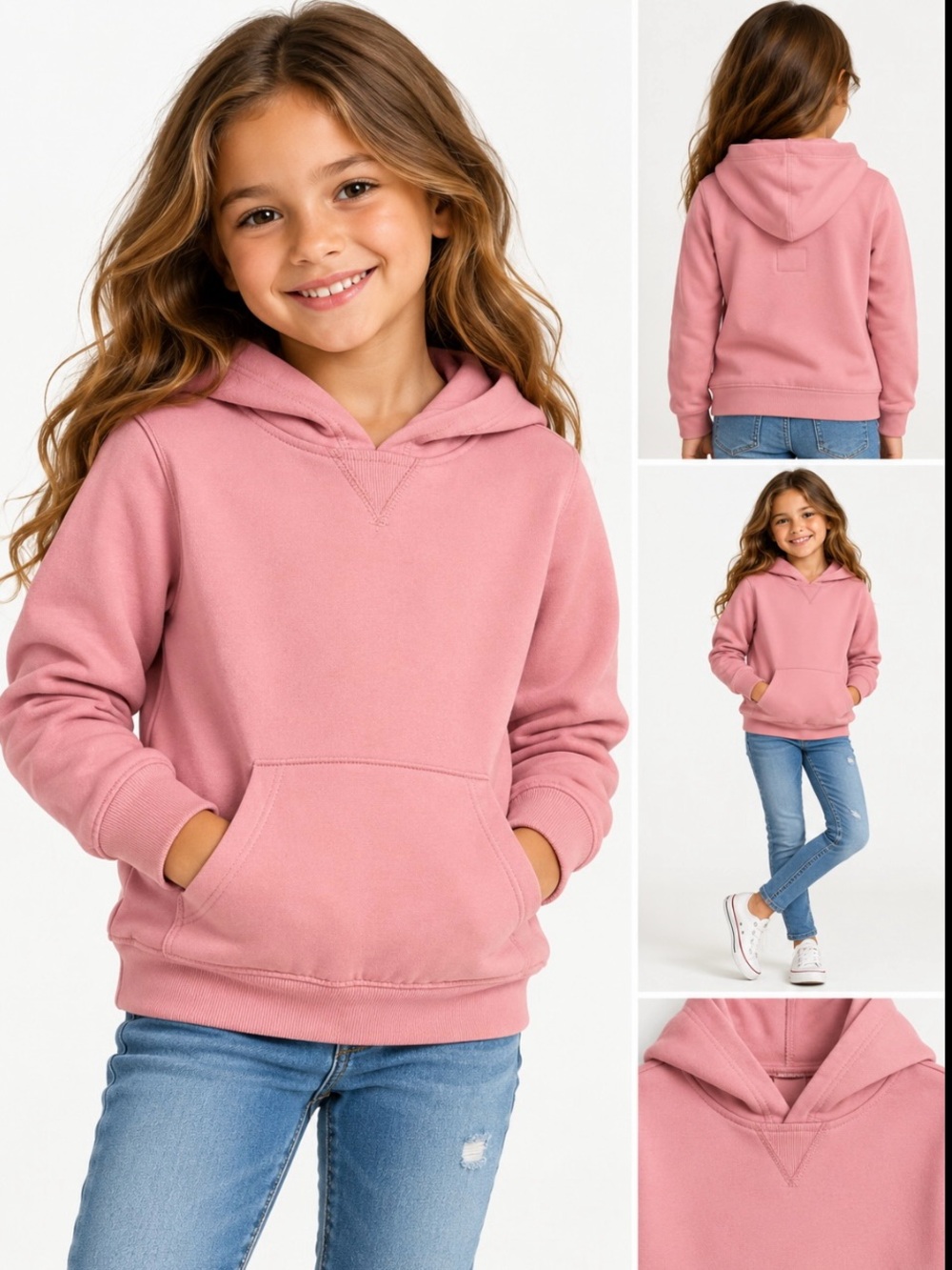 OshKosh B’gosh Girls 7 Pink Hoodie Pullover Sweatshirt Cozy Casual Preppy